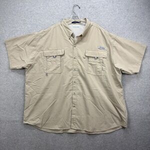 Columbia PFG Shirt Mens 4XL Tan Bahama Omni Shade Safari Angler Fishing‎ Guide